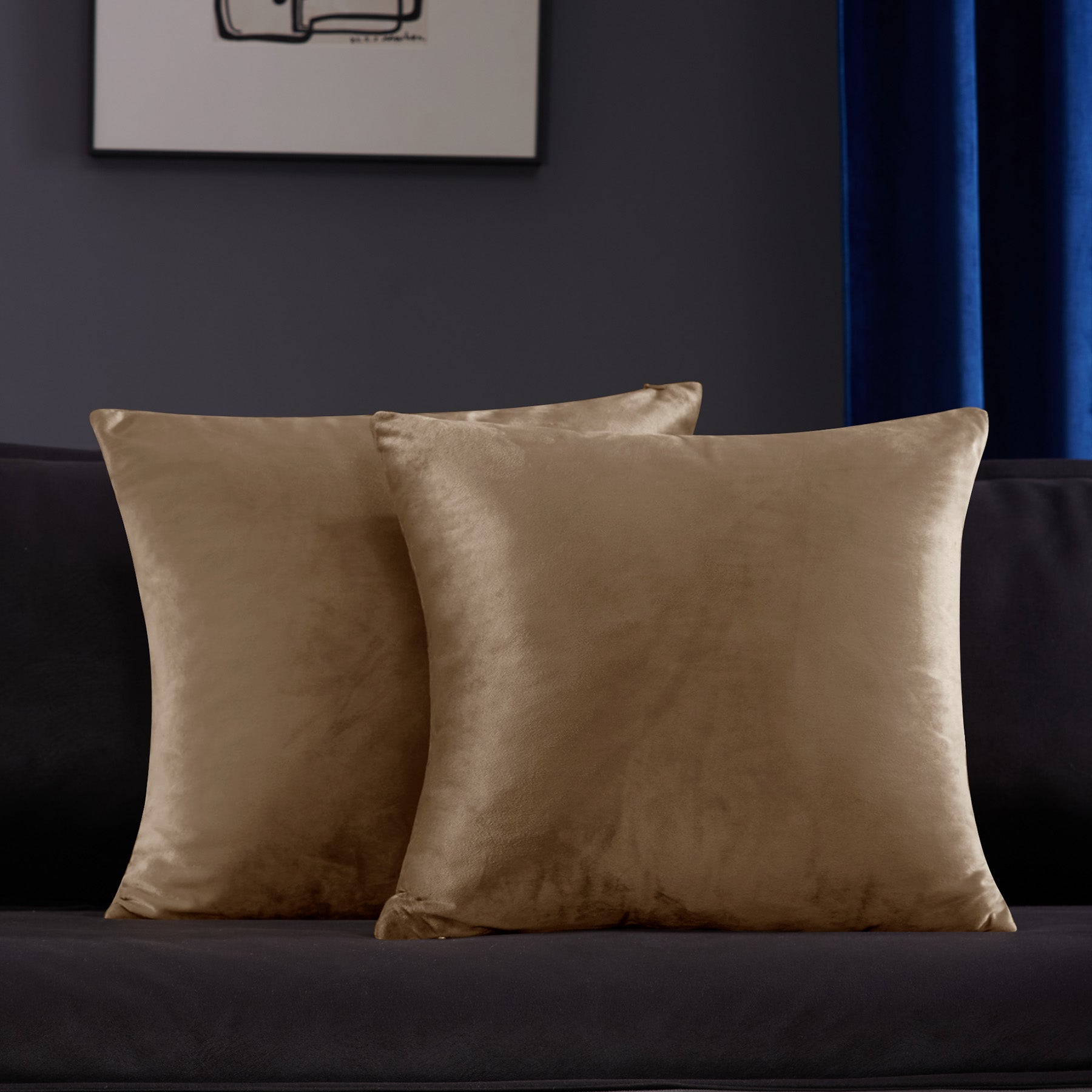 Deconovo Housse de coussin en velours néerlandais, coloris marron, 50 x 50 cm, 1 pièce