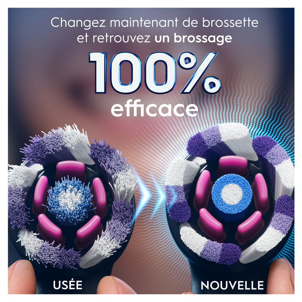Oral-B iO Series Têtes de brosse de rechange rondes authentiques Noires adaptées aux gencives sensibles 3
