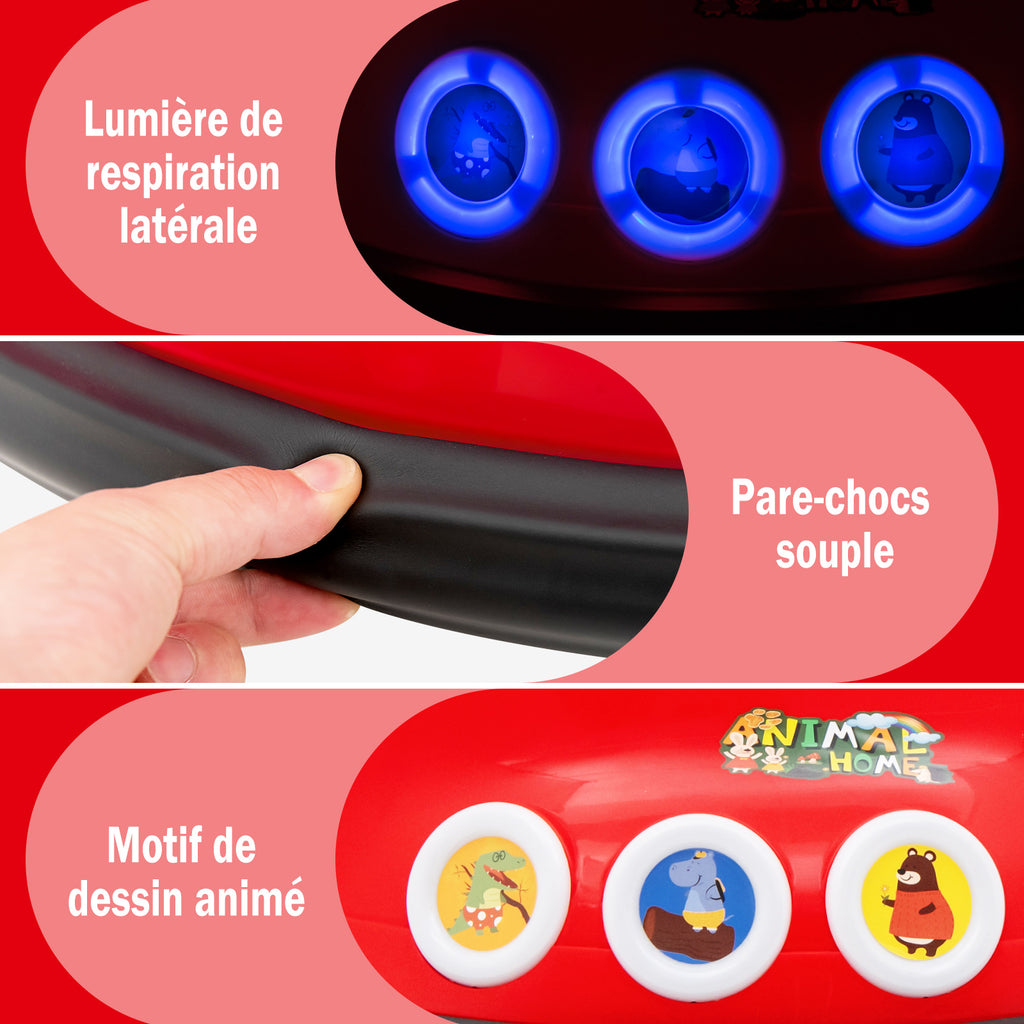 Voiture de course pour enfants 12 V, rotation à 360 degrés, avec musique, lumières et télécommande, rouge