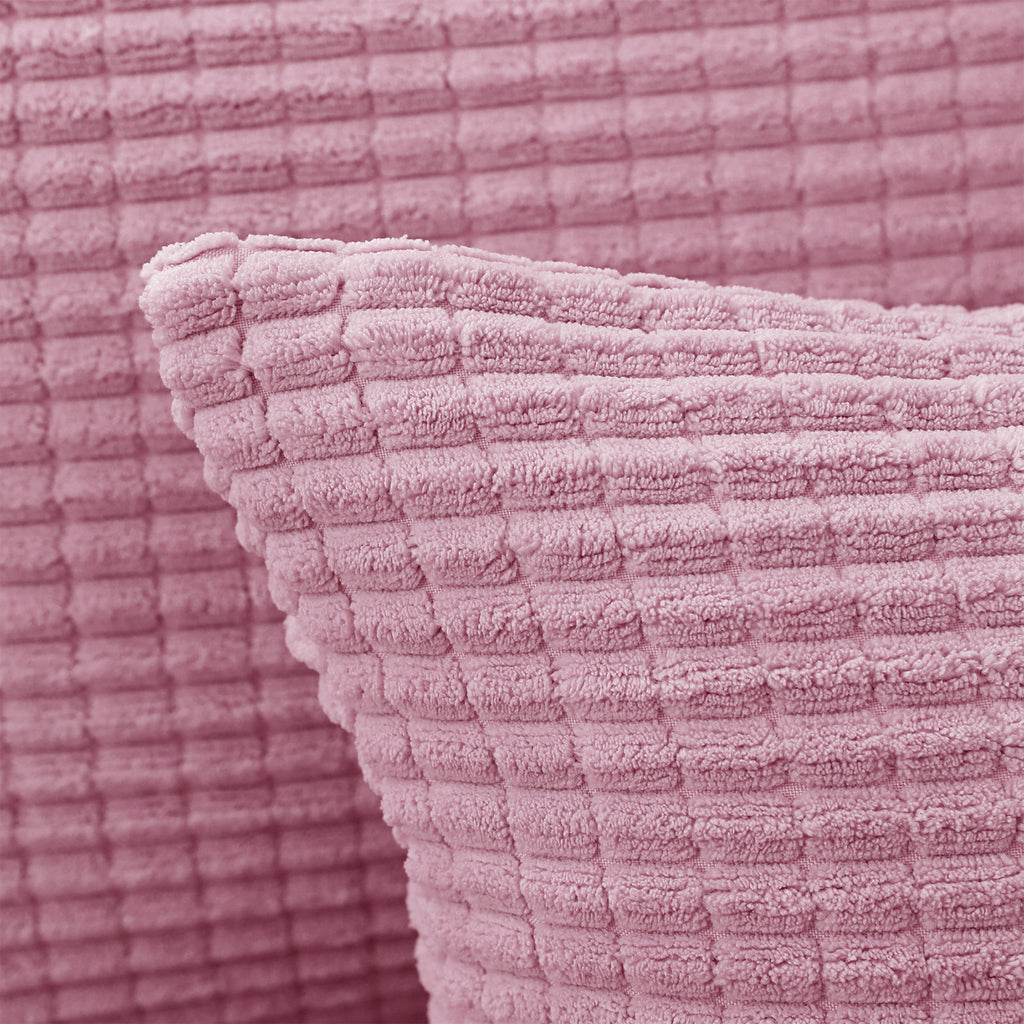 Deconovo Housse de coussin en velours, coloris rose, 45 x 45 cm, 1 pièce
