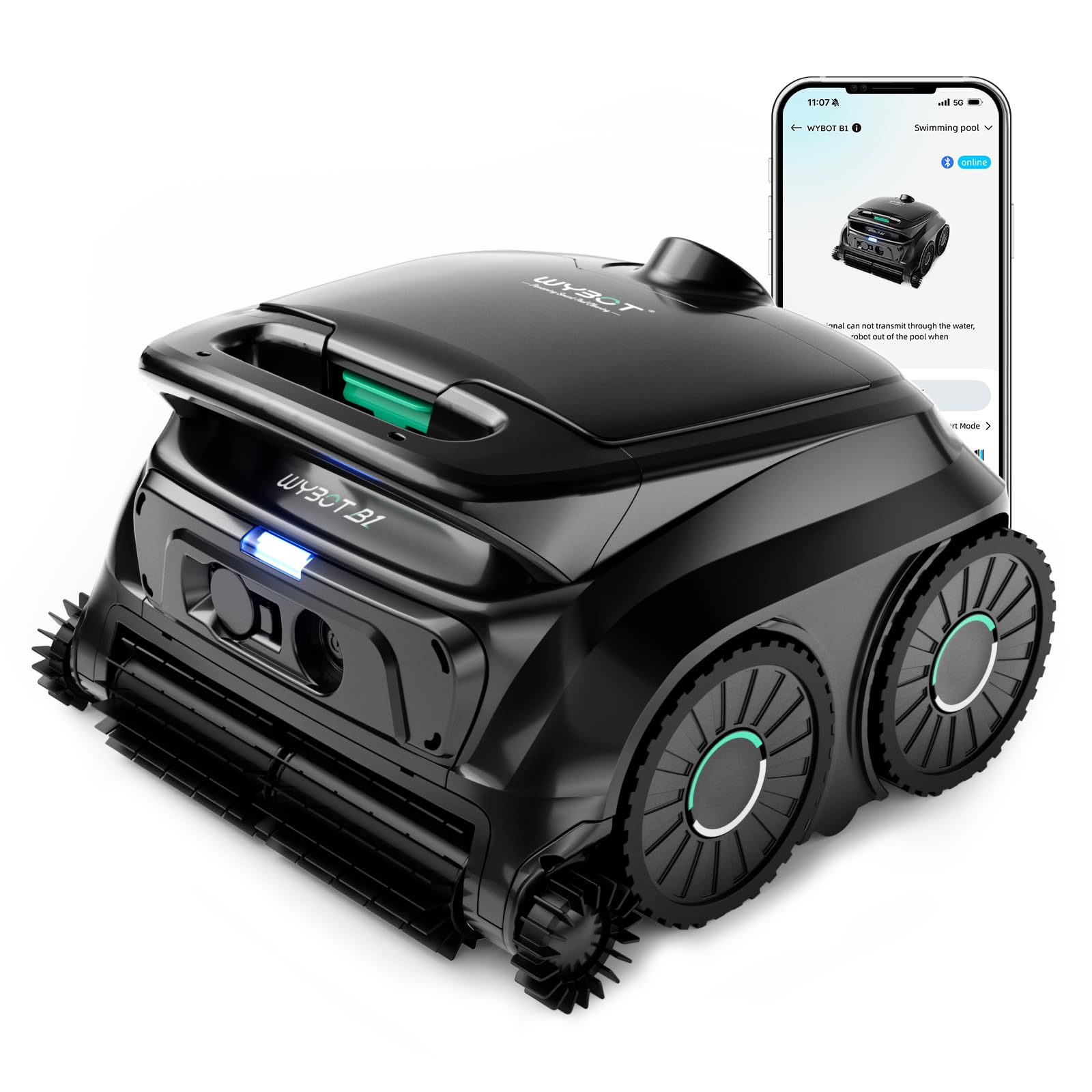 WYBOT B1 robot nettoyeur de piscine, mise à jour OTA, nettoyage du fond et des parois, aspirateur de piscine sans fil 120 min d'autonomie pour piscines enterrées et hors sol