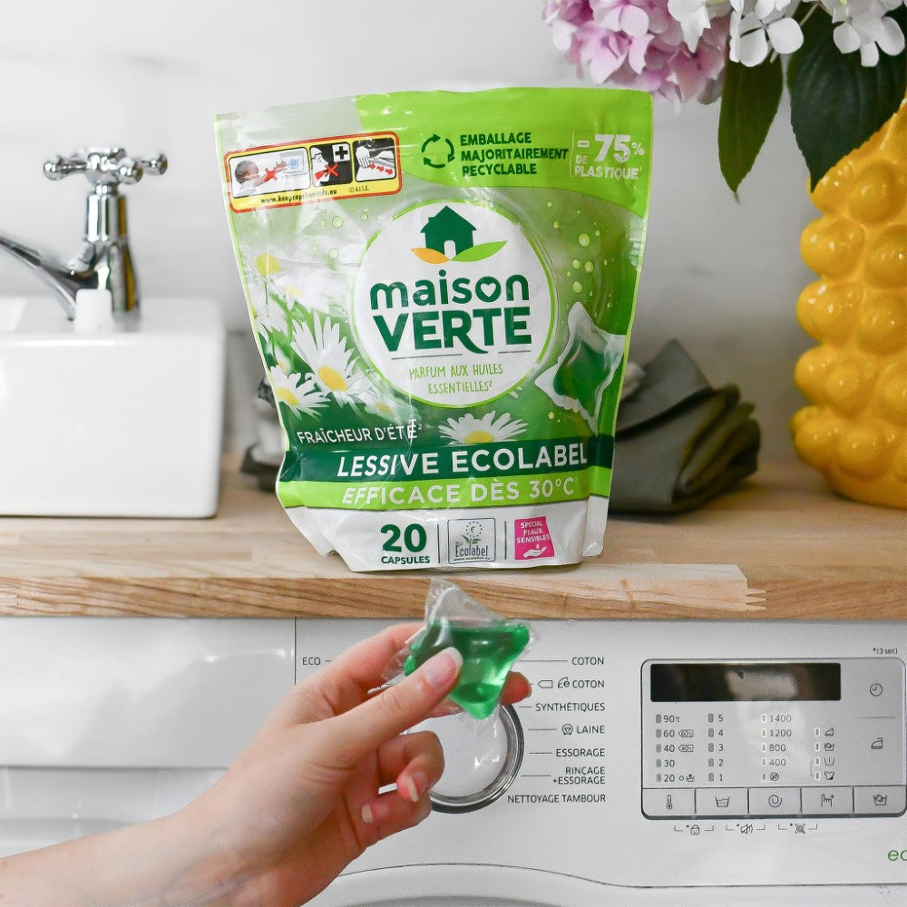 MAISON VERTE Capsules de lessive Fraîcheur d'Été 20 capsules