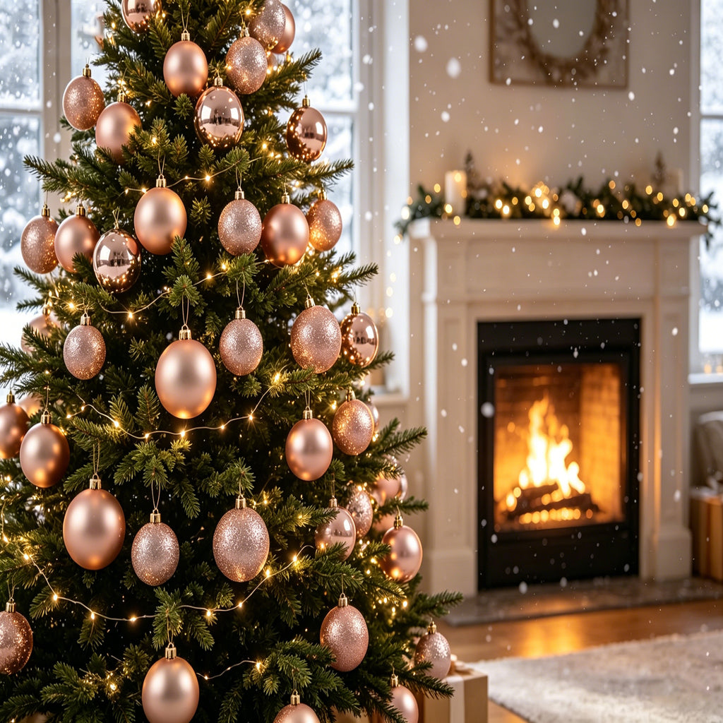 Ju7cer 24 boules de Noël incassables, 6 cm/2,36 pouces, guirlande prête à suspendre pour sapin de Noël, convient pour Noël/Halloween/mariages/anniversaires (couleur champagne)