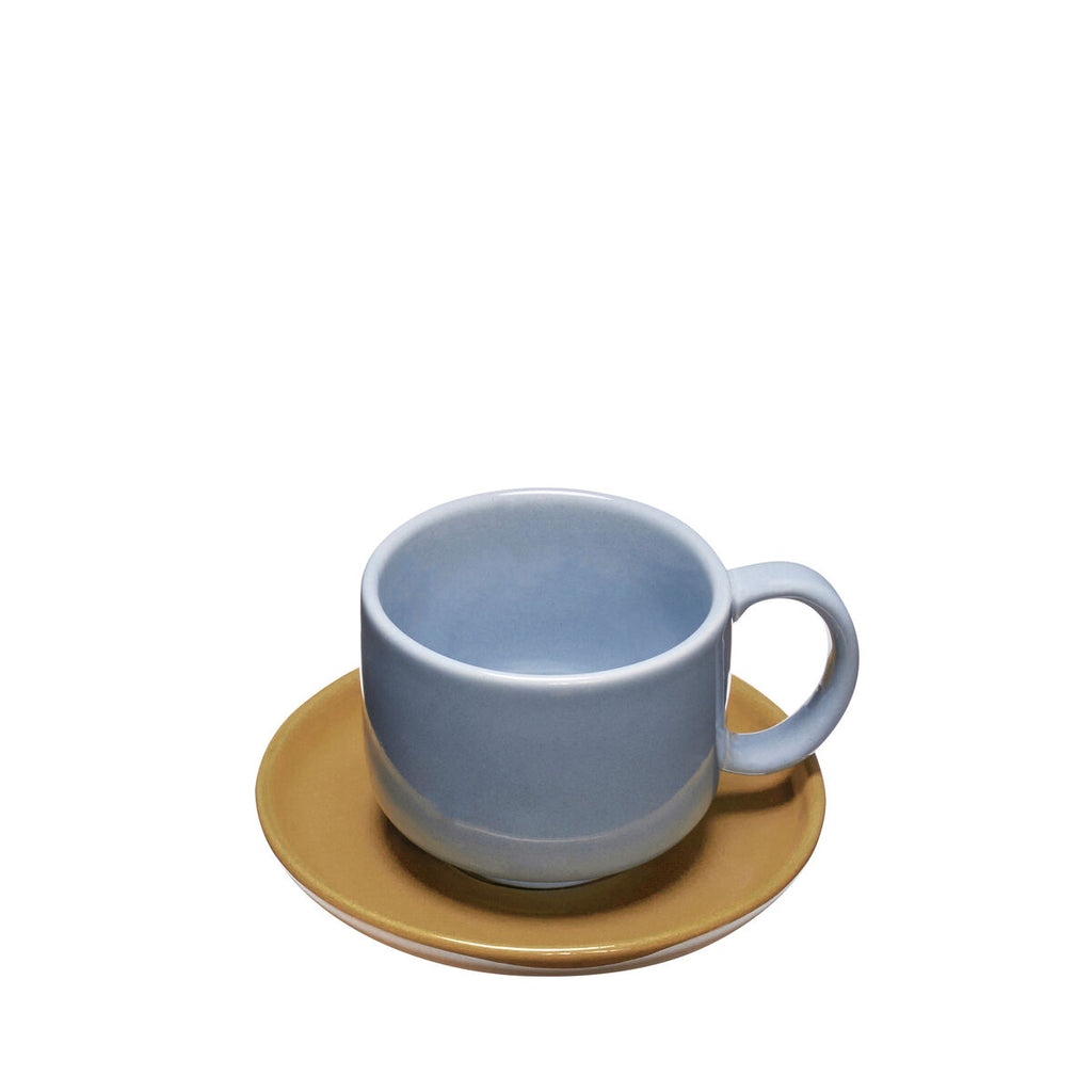 Hübsch Amare Tasse avec soucoupe Bleu clair/Marron