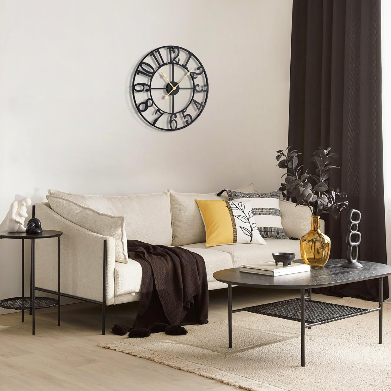 HAITANG 311 Horloge Murale 47 cm Noir