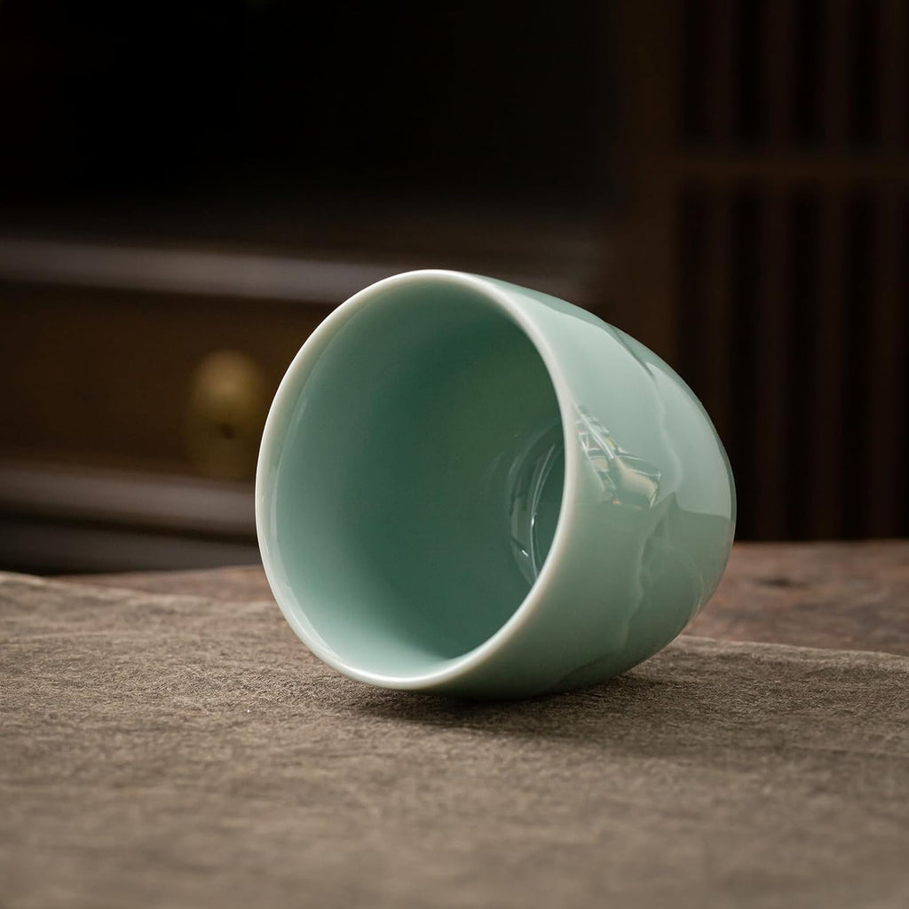 TEANAGOO Tasses à Thé Japonaises, 6.3 oz/180ml, Céladon Bleu, 4 Pièces/Boîte, Sans Anse, Céramique, Pour Thé Japonais et Asiatique, Soldes du Nouvel An, Idées Cadeaux Incontournables