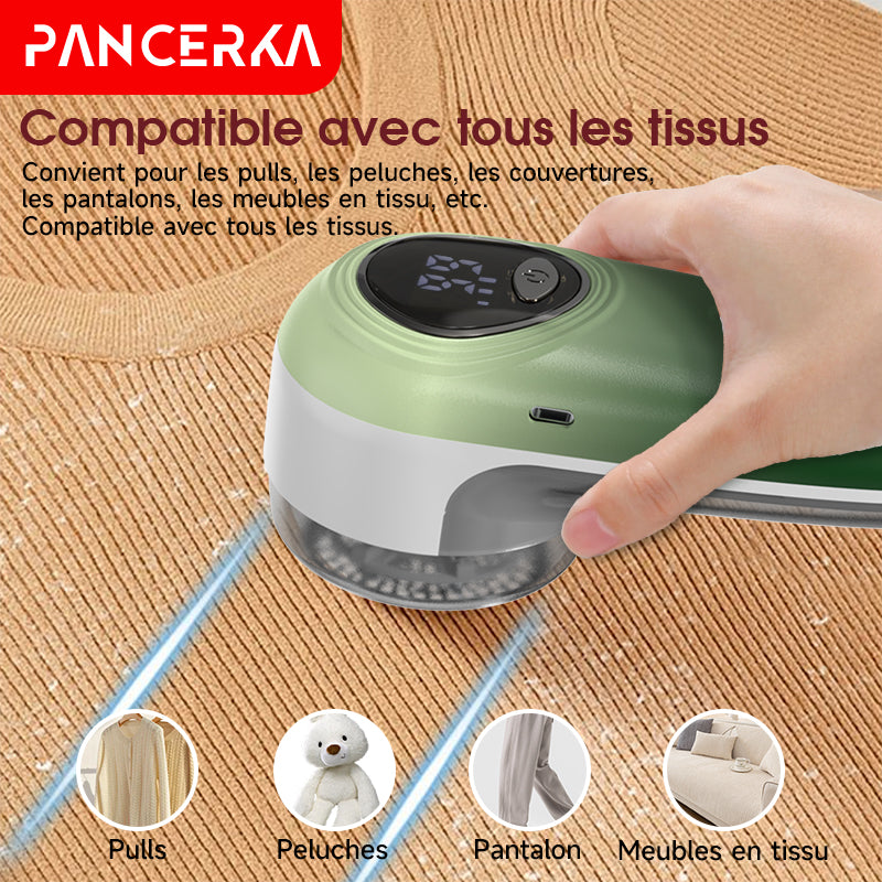 PANCERKA Rasoir électrique anti-bouloches Batterie 500 mAh, moteur rapide 7500 RPM, retire-peluches de précision à 6 lames, boîtier ABS givré + peint, portable pour vêtements