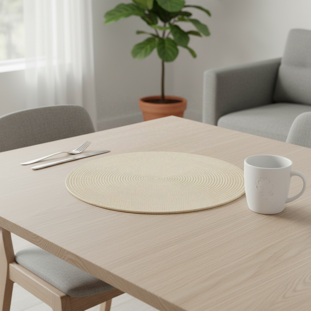 Set de Table Rond Tressé Beige