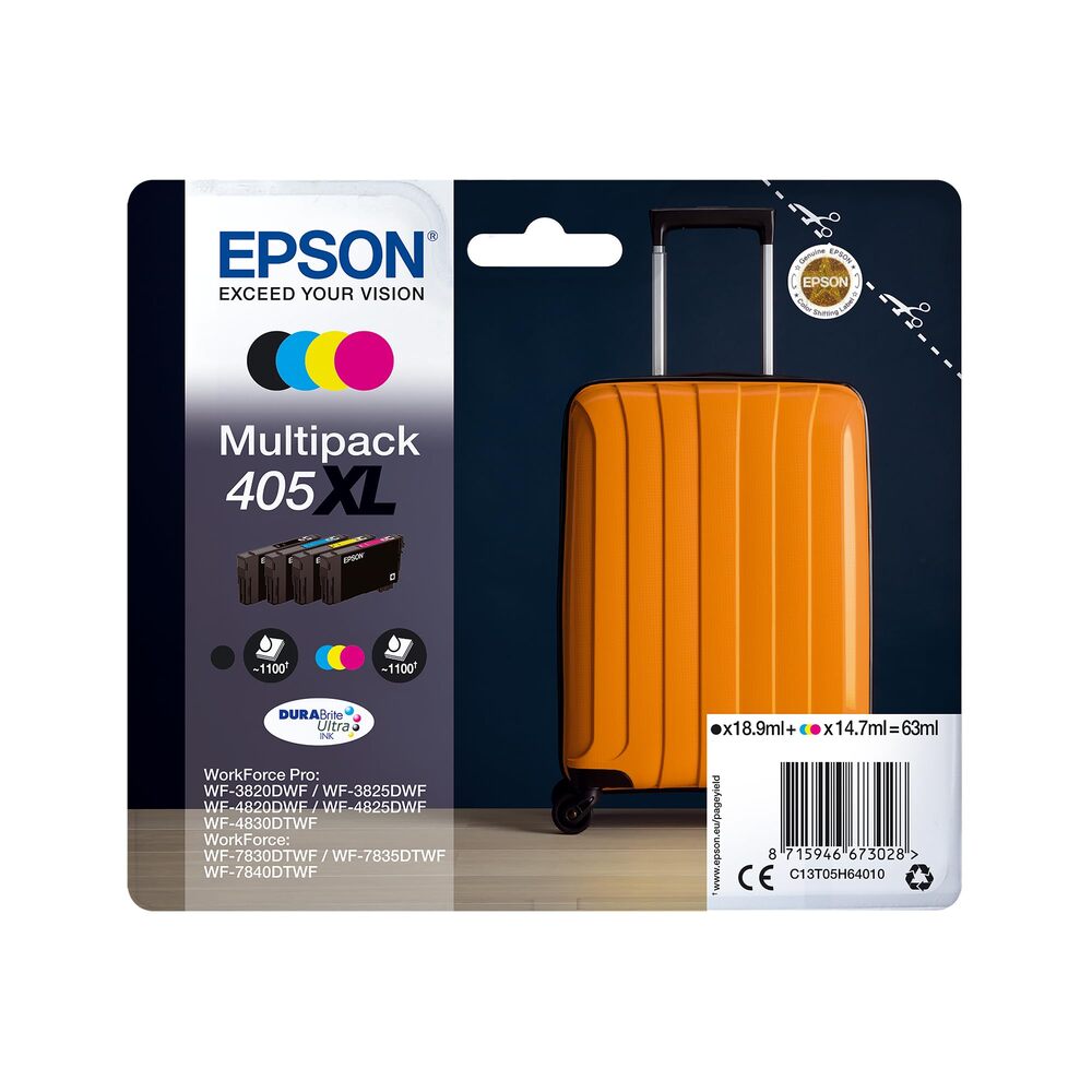 Cartouche d'encre Epson 405 DURABrite Ultra 1 pièce Originale Rendement standard Noir, Cyan, Magenta, Jaune