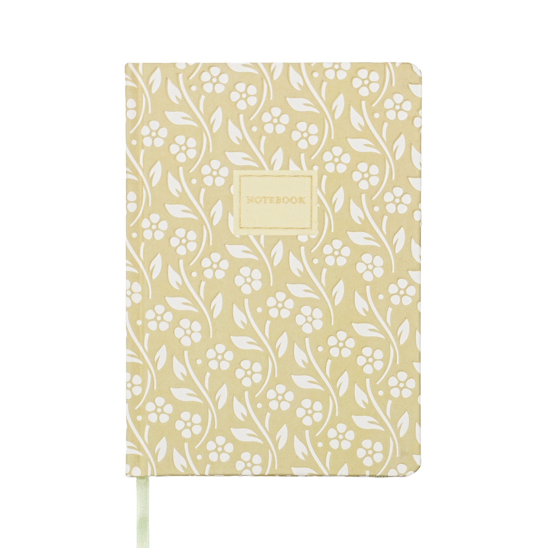 Jubiluu Carnet ligné A5 à couverture rigide en tissu floral - 96 feuilles (papier offset 100 g), marque-page et bande élastique - Journal ligné crème classique pour écriture, école