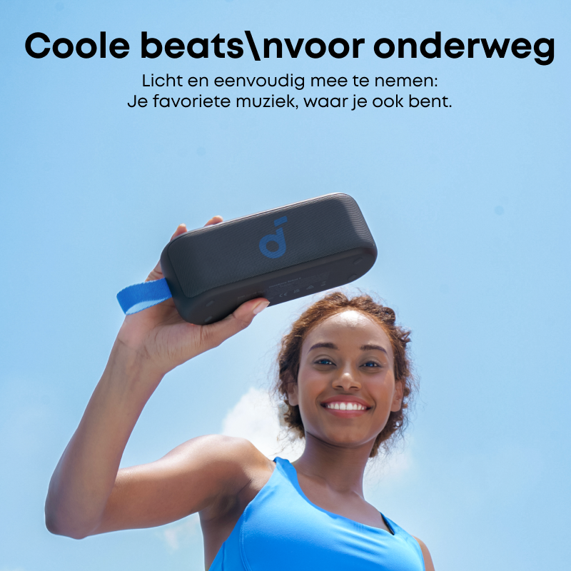soundcore Select 3 Enceinte, Son stéréo 16 W, Technologie BassUpTM, Conception ultra pratique, Autonomie 20 h, Étanche IPX7, Idéale pour aventures en plein air