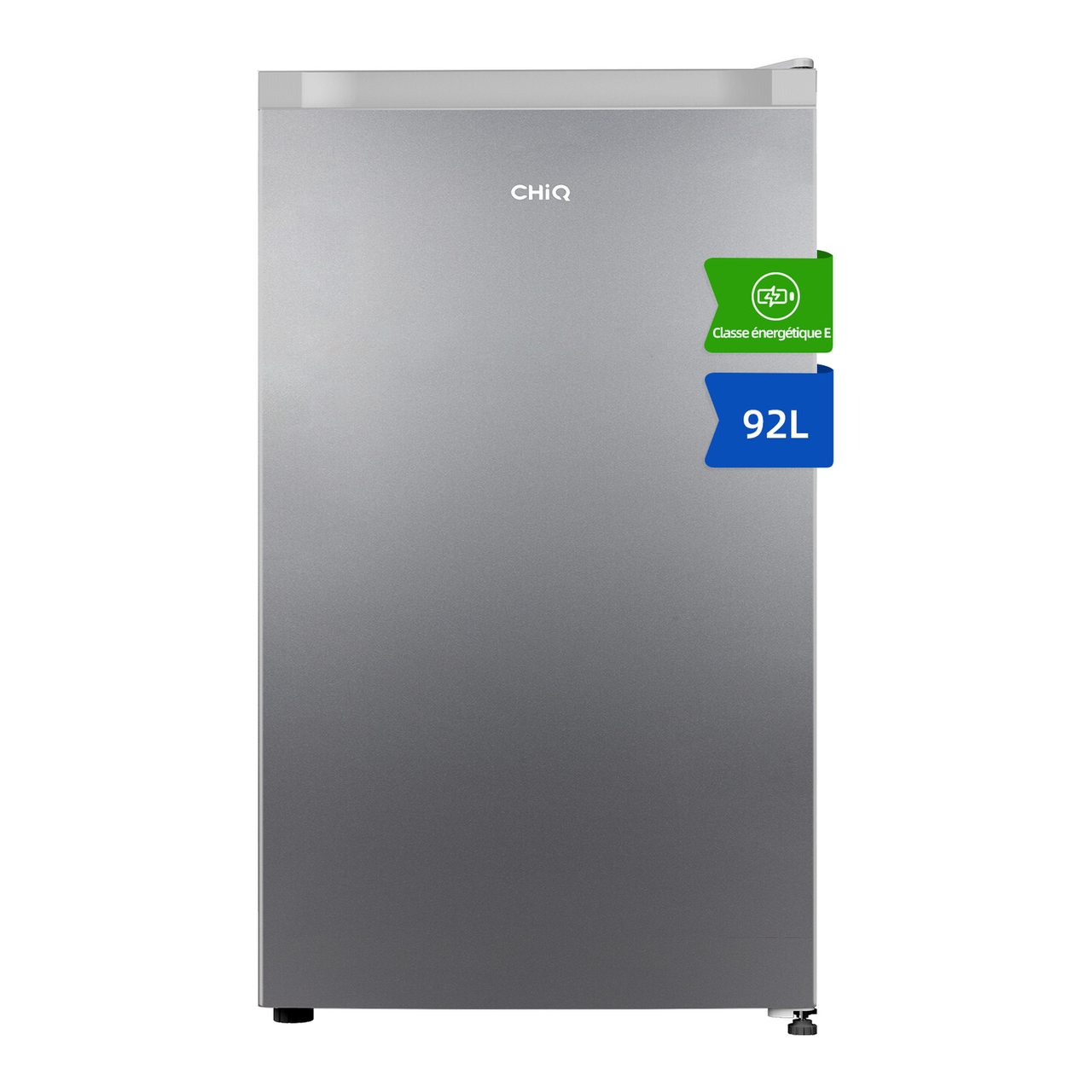 CHiQ JR99DWE Réfrigérateur 92 L avec compartiment congélateur, design compact de 0,22 m², silencieux, classe énergétique E - Argent