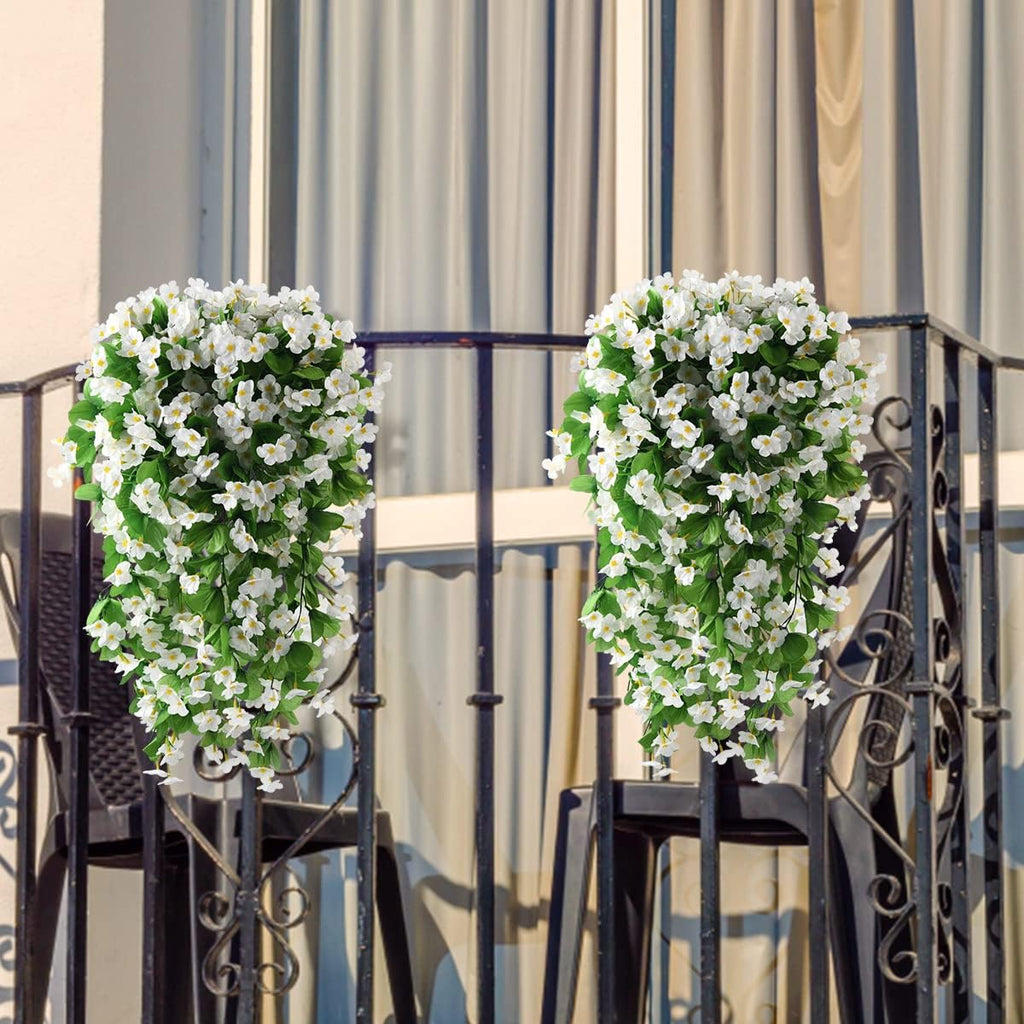 2 Pièces 30,7 in / 78 cm Plantes Artificielles Faux Fleurs Suspendues pour Décoration Extérieure Printemps Été
