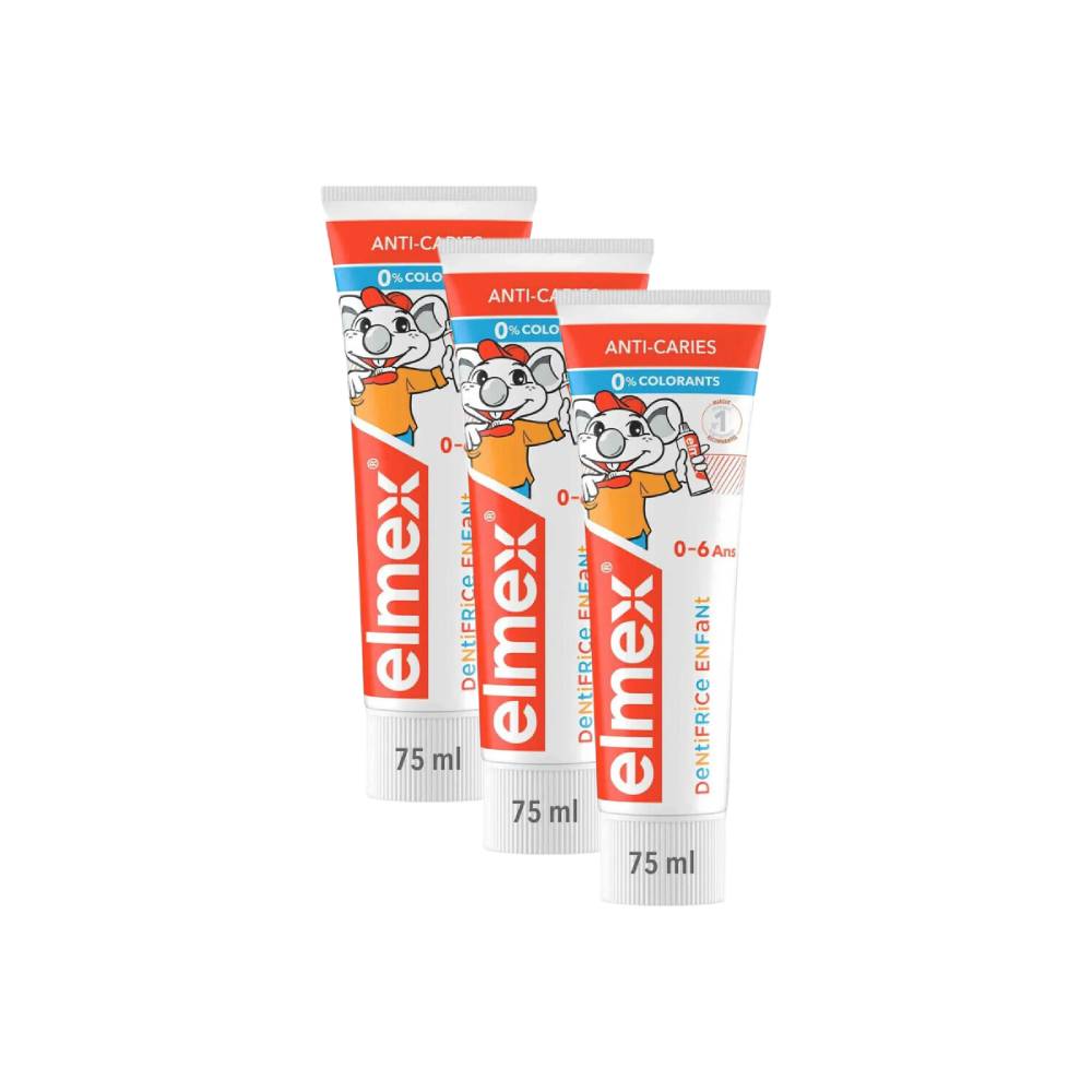 Elmex Kids Toothpaste 06 Years – Gentle Swiss Fluoride Toothpaste 75 ml - Pack of 3 (3 x 75ml = 3 tubes)