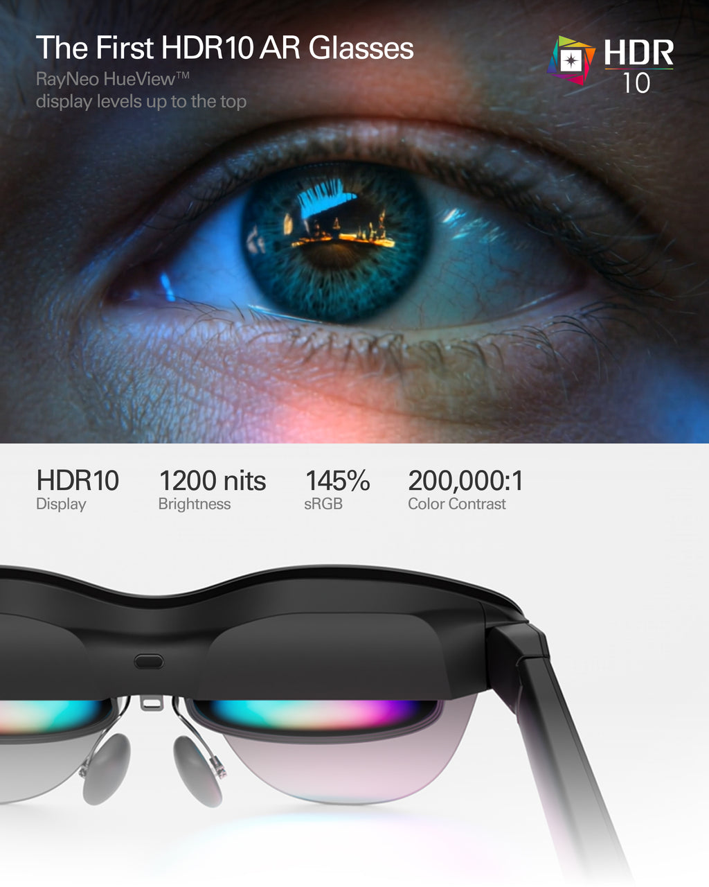 RayNeo Air 4 Pro, lunettes AR/XR 3D pour films et jeux, écran HDR10, puce Vision 4000, cinéma virtuel 201-pouces, compatibles iPhone 17, 16, 15 / Android / Switch 2 / Mac / Steam Deck / PS4 / PS5