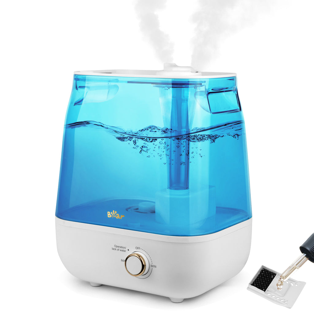 Bear 6 L Humidificateur à Remplissage par le Haut, 28 dB Ultra Silencieux pour Bébés et Plantes, 35 Heures d'Autonomie, avec Plateau d'Aromathérapie, Buse de Vapeur Extensible à 360°
