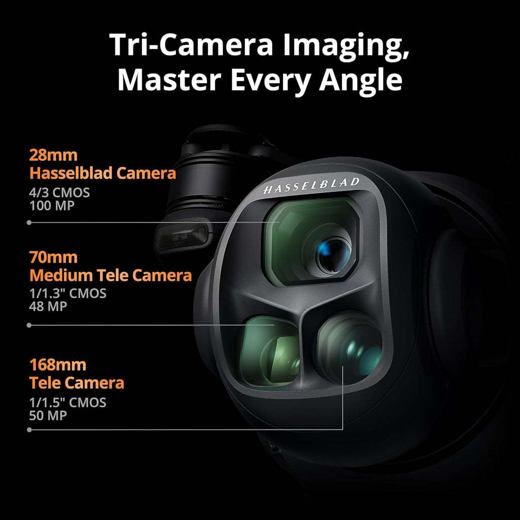 DJI Mavic 4 Pro avec DJI RC 2, Drone haut de gamme à triple caméra avec caméra Hasselblad CMOS 4/3 100 MP, Pour professionnels, Transmission vidéo 30 km, Temps de vol max. 51 min