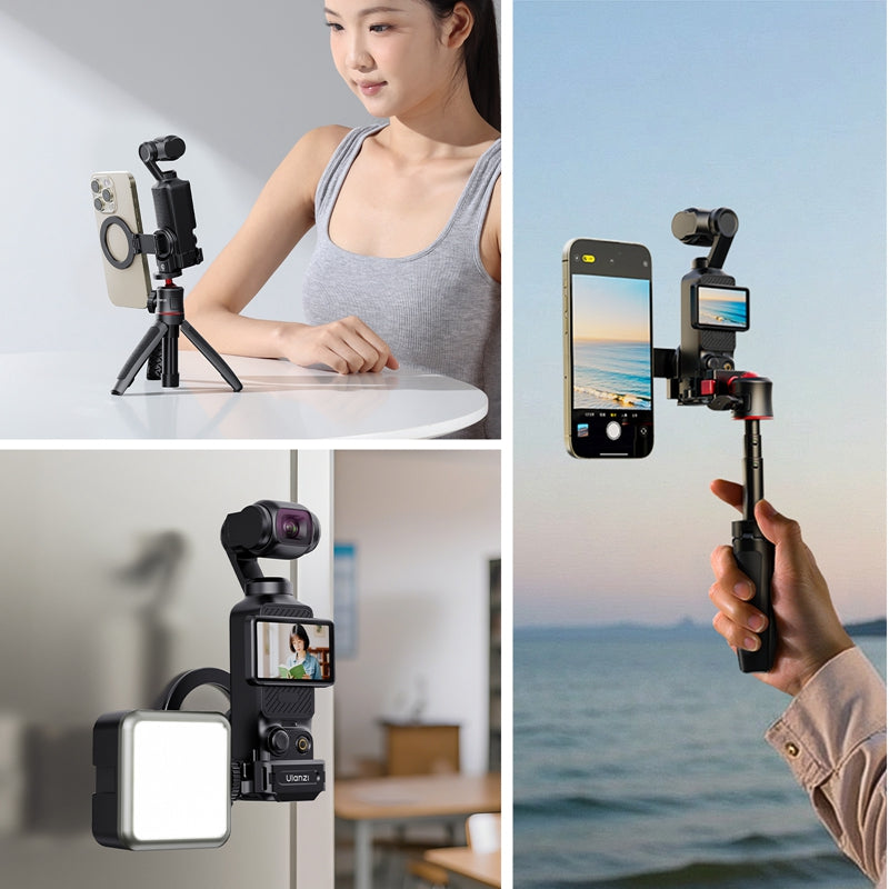 Ulanzi PM01 Support d'extension magnétique pour DJI Osmo Pocket 3, adaptateur d'extension en aluminium compatible avec DJI Osmo Pocket 3, interface pour caméra d'action, accessoires rapides pour Pocket 3