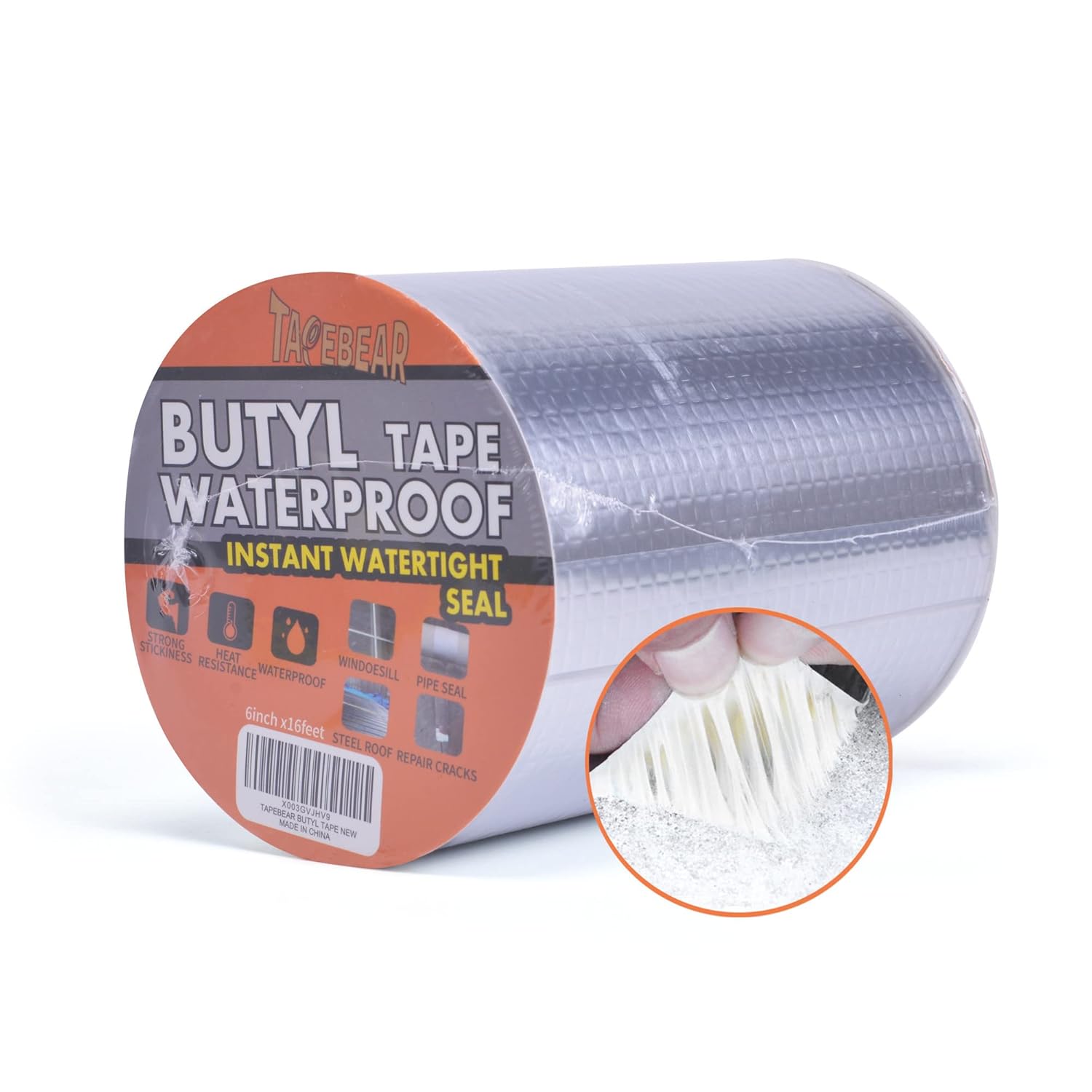 TAPEBEAR Ruban d’étanchéité en butyle argent - 50 mm x 5 m