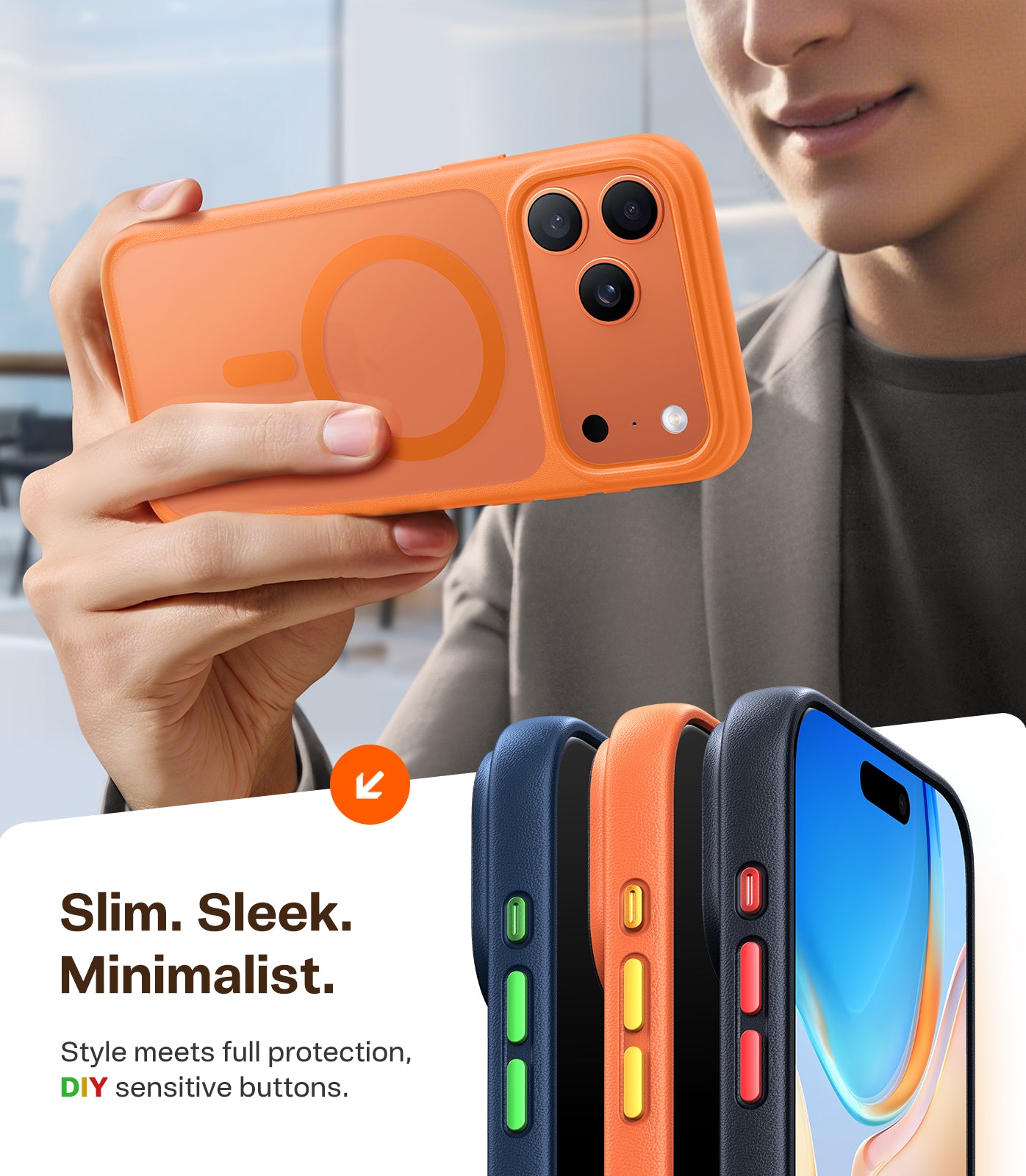 TORRAS Coque pour iPhone 17 Pro Max - Série Guardian-Magnetic - Orange