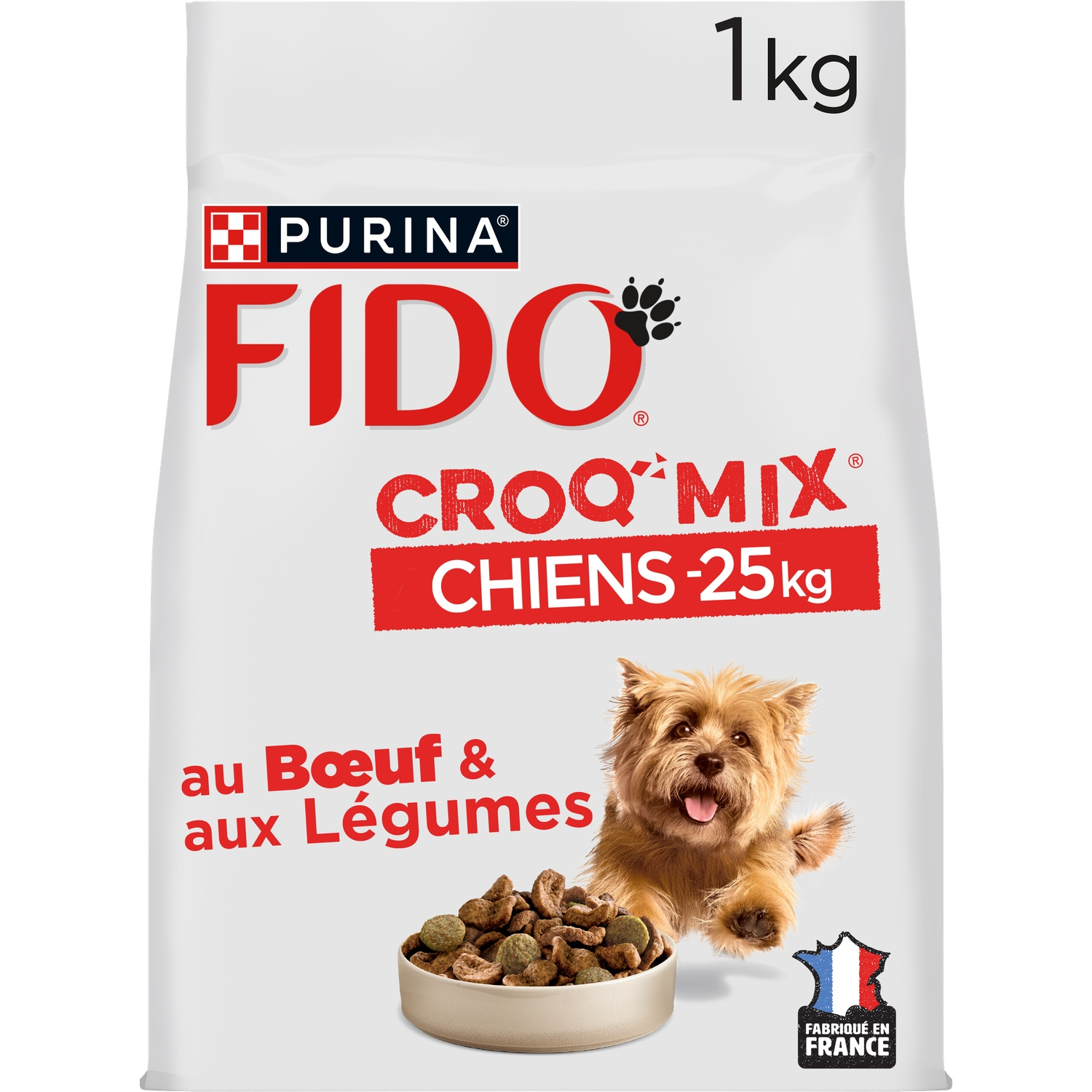 FIDO Croq' Mix Croquettes pour chien adulte bœuf et légumes - 1 kg