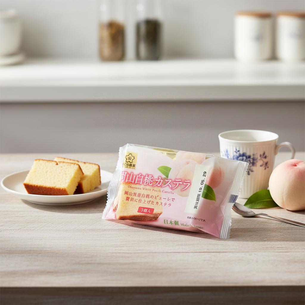 Sakura Seika Gâteau castella saveur pêche blanche 130 g