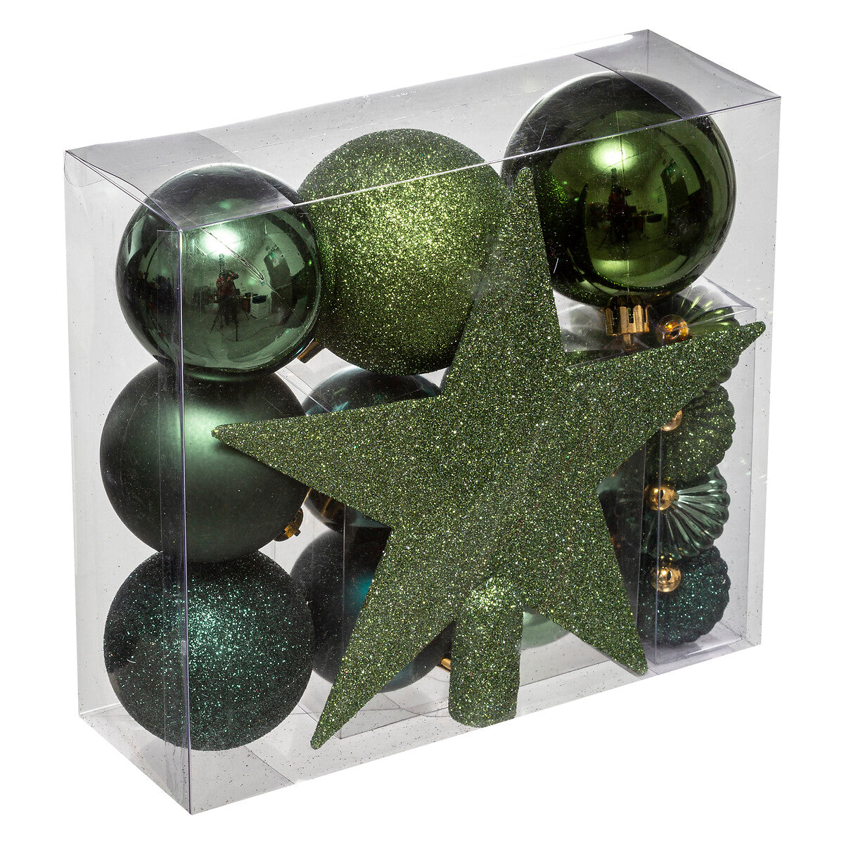 LOT de 18 BOULES DE NOEL OLIVE
