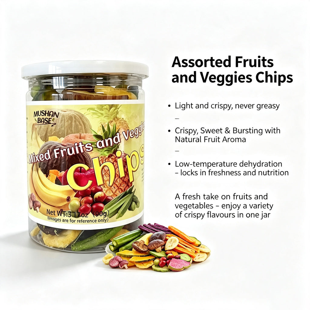 MUSHAN BASE Assortiment de chips de fruits et légumes - 90 g