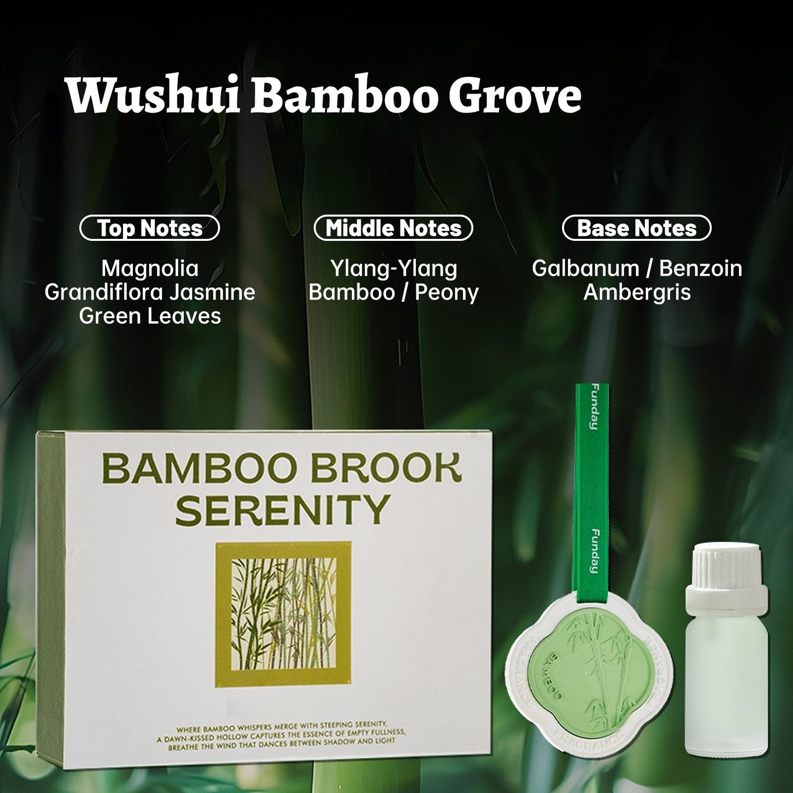 Zooly Ensemble de plaques suspendues en plâtre Ruisseau de bambou blanc vide - Bosquet de bambous brumeux, 10 ml, 1 ensemble
