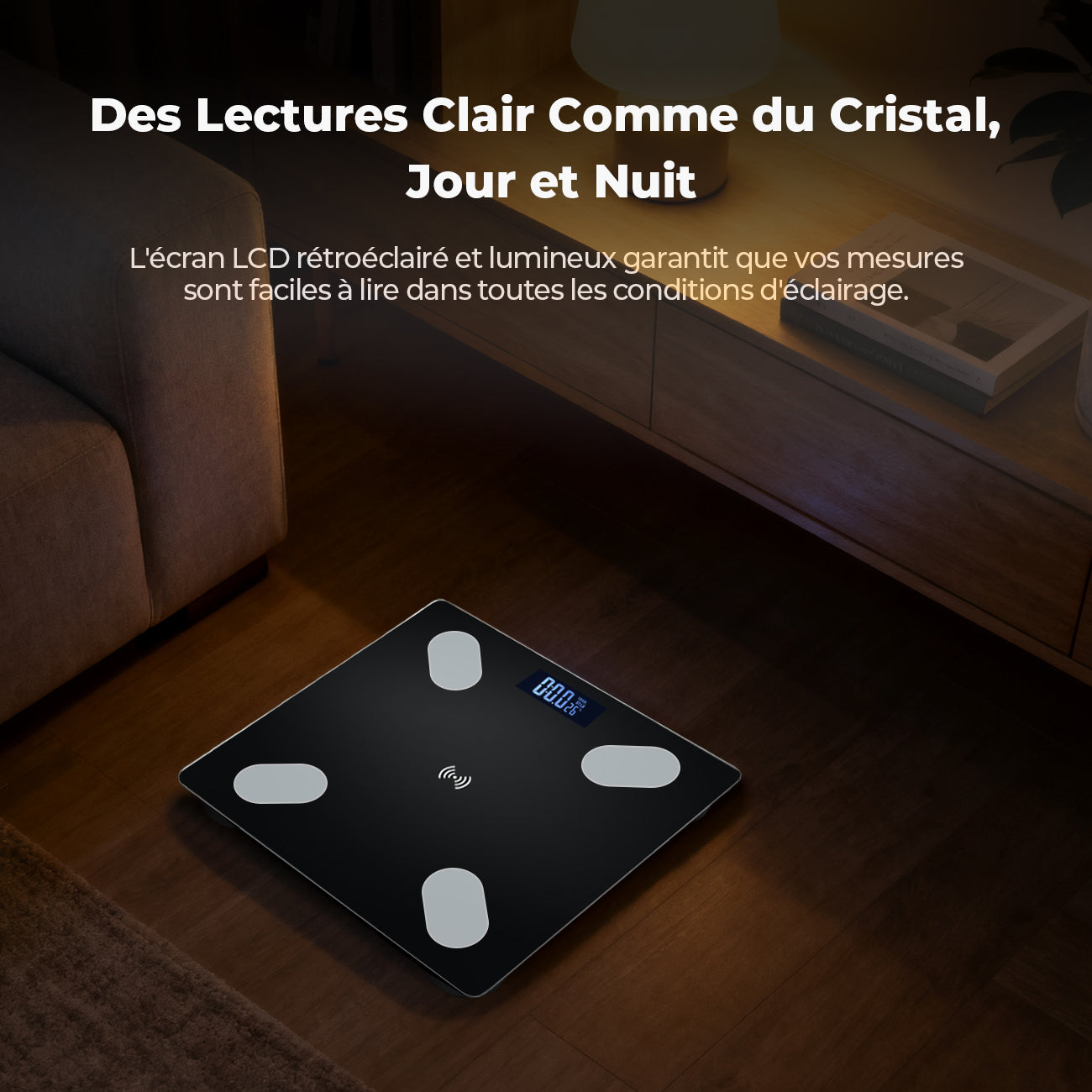 Sparoma ADL-26Black pèse-personne impédancemètre numérique noir – balance connectée Bluetooth avec suivi par application, gestion de santé multi-utilisateur, alimenté par 2 piles AAA (piles non incluses), capacité 180 kg/400 lb