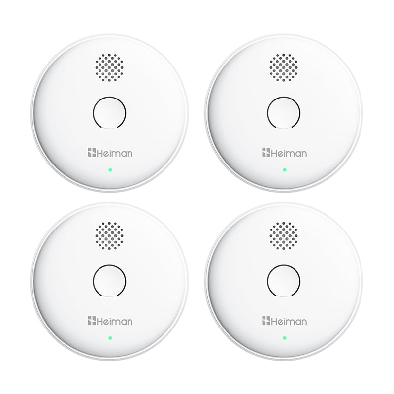 Heiman Détecteur de fumée radio sans fil interconnectable, Max. 40 alarmes incendie, 85 dB, Batterie 10 ans, EN 14604, Avec bouton silence, Modèle 2SA Lot de 4 pièces