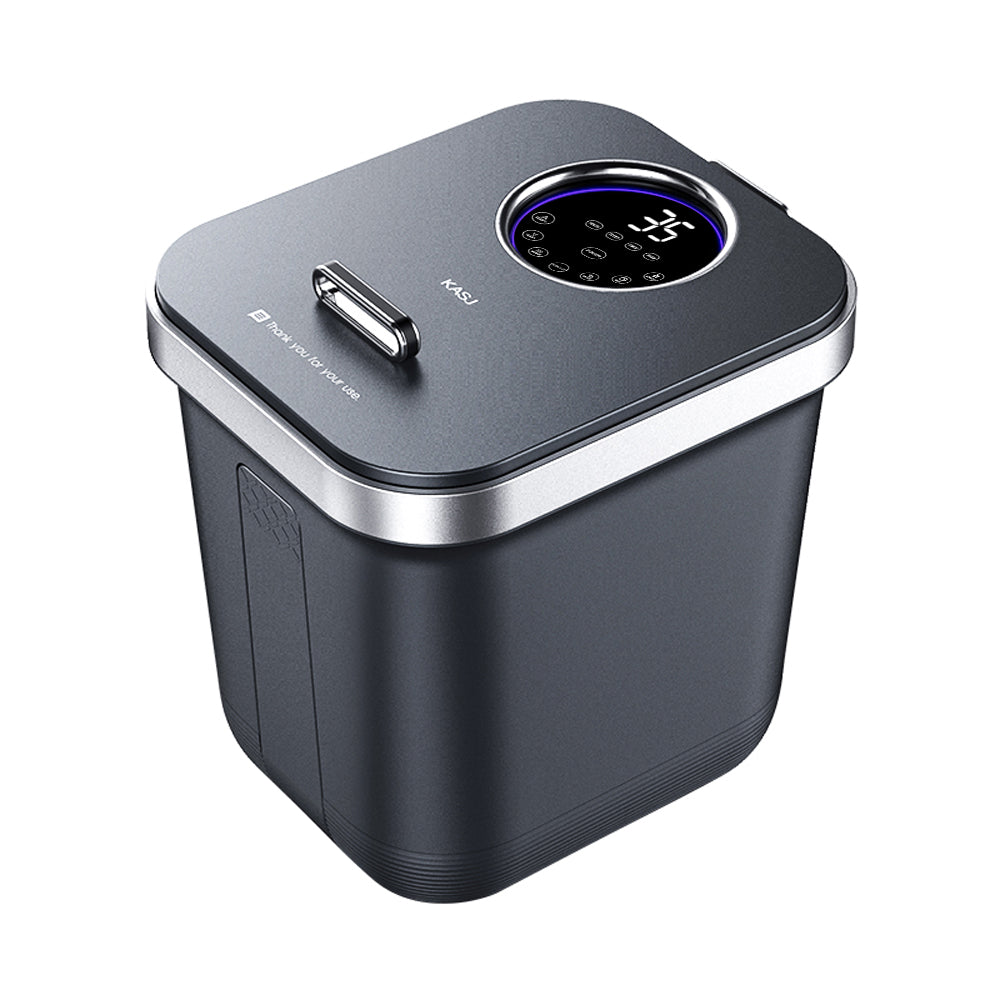 KASJ Z201 Bain de pieds massant électrique avec 6 rouleaux rotatifs & 2 points d'acupression à mouvement vertical – Stérilisation UV, Bassin profond pour bain de mollets, Chauffage réglable, Minuterie & roues faciles à déplacer pour soulager le stres