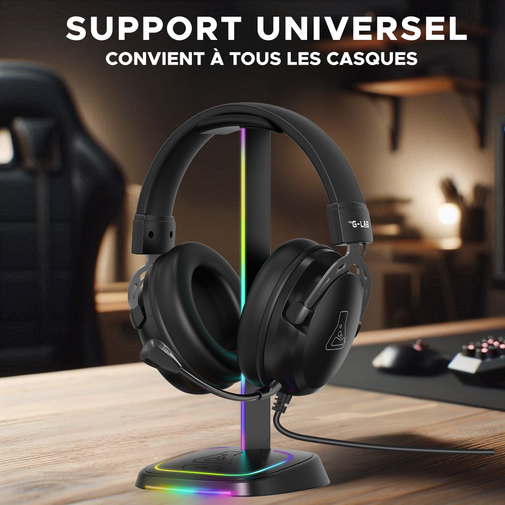 THE G-LAB K-Stand RGB Neon Support de Casque Gaming avec RGB - Noir