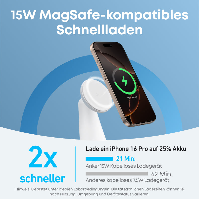 Anker MagGo chargeur sans fil 2-en-1 avec support dock - Blanc