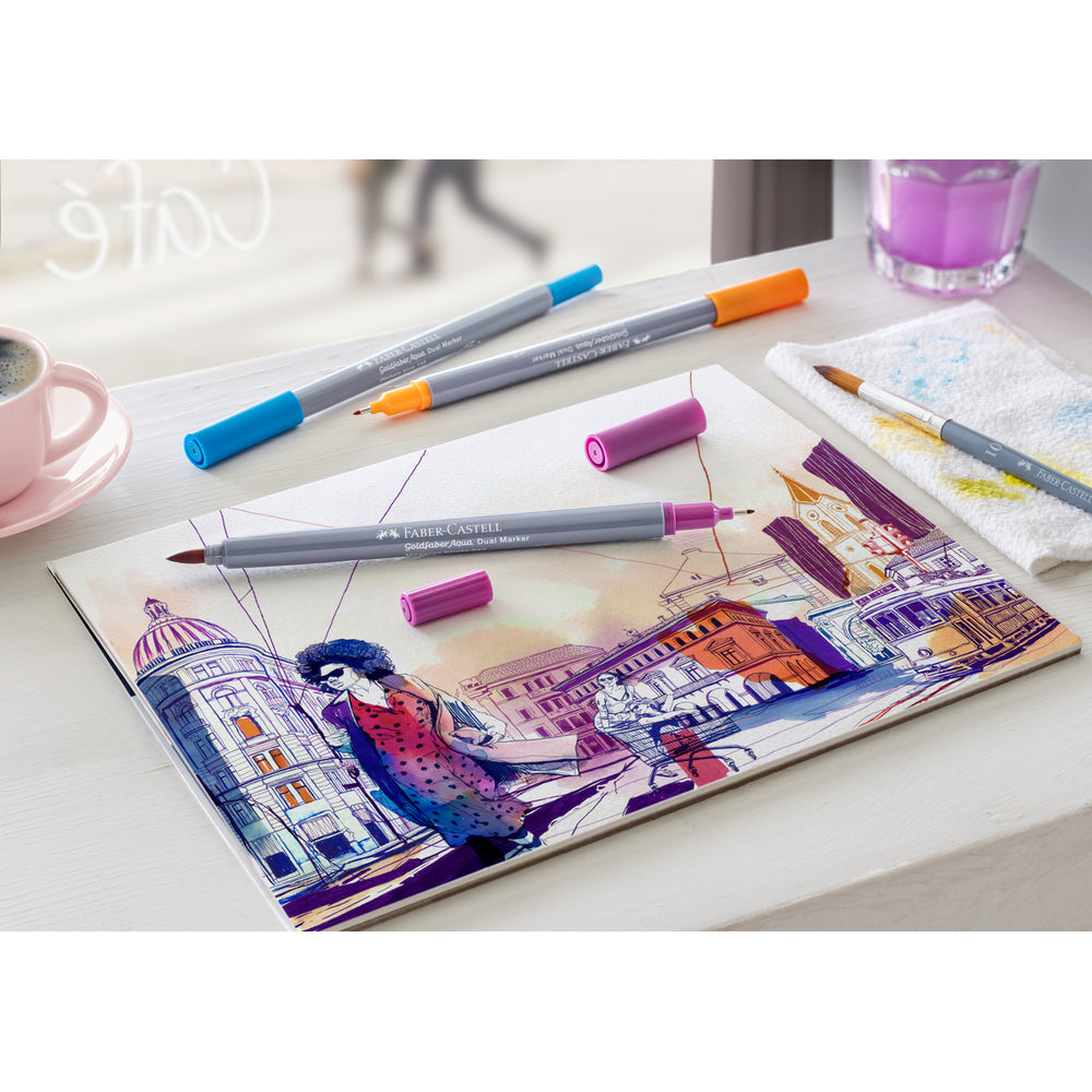 Faber-Castell Goldfaber Aqua Lot de 24 marqueurs double-pointe aquarellables