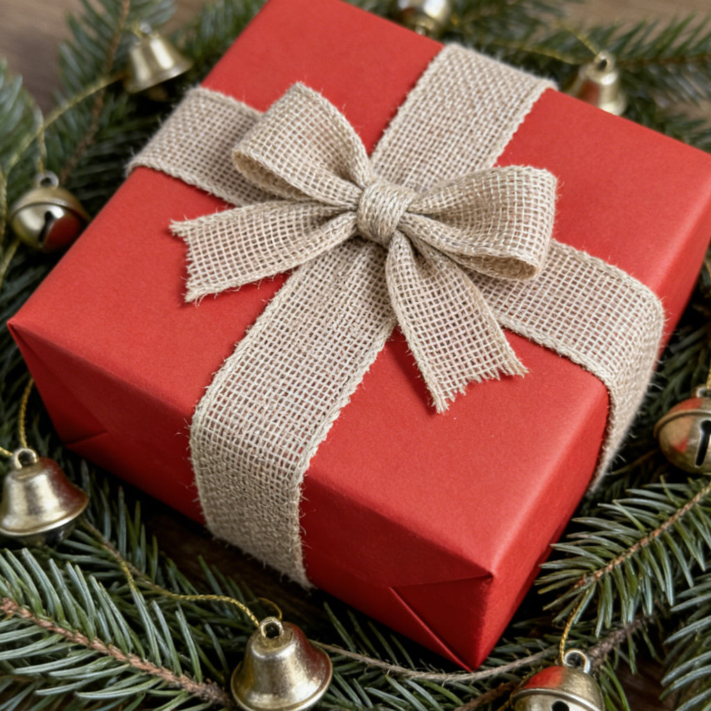 JU7CER Lot de 2 pièces : ruban imitant le jute à bordure en fer de 4 m de long x 4 cm de large pour boucles de Noël artisanales et DIY Ruban décoratif pour fonds de boîtes cadeaux