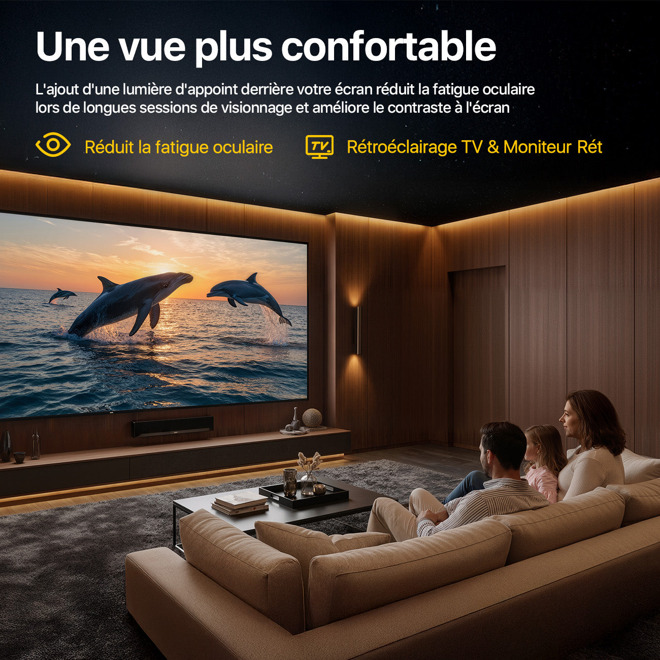 VIVREAL Ruban LED COB 12 V 6,56 pi 3000 K Blanc chaud à intensité variable, ruban flexible avec alimentation et télécommande RF, IRC élevé 92