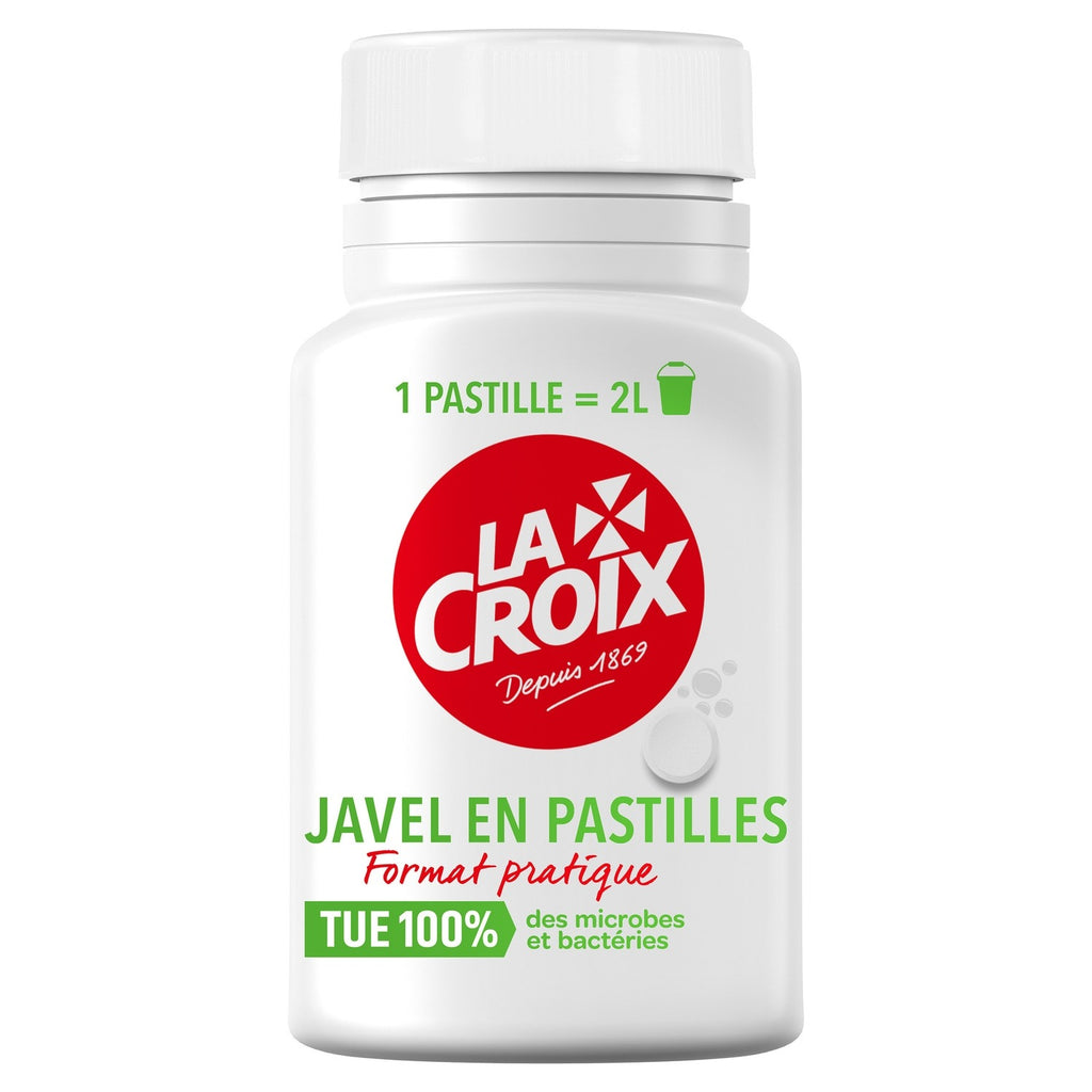 Lacroix Pastilles de Javel Multi-Usages, Désinfecte, Blanche et Désodorise, 44 % de Chlore Actif, 40 Pastilles