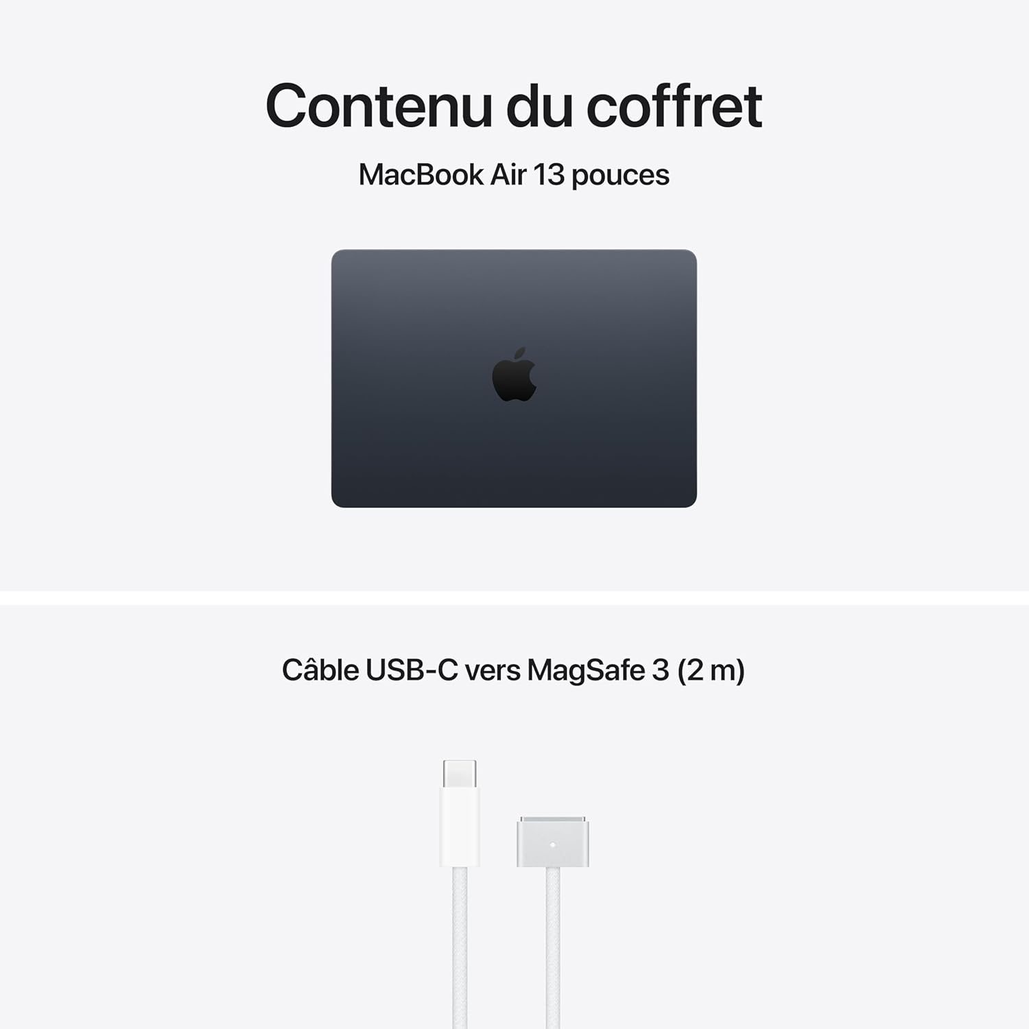 Apple MacBook Air 15 pouces Puce M5 CPU 10 cœurs GPU 10 cœurs 16 Go RAM 1 To SSD Minuit, AZERTY