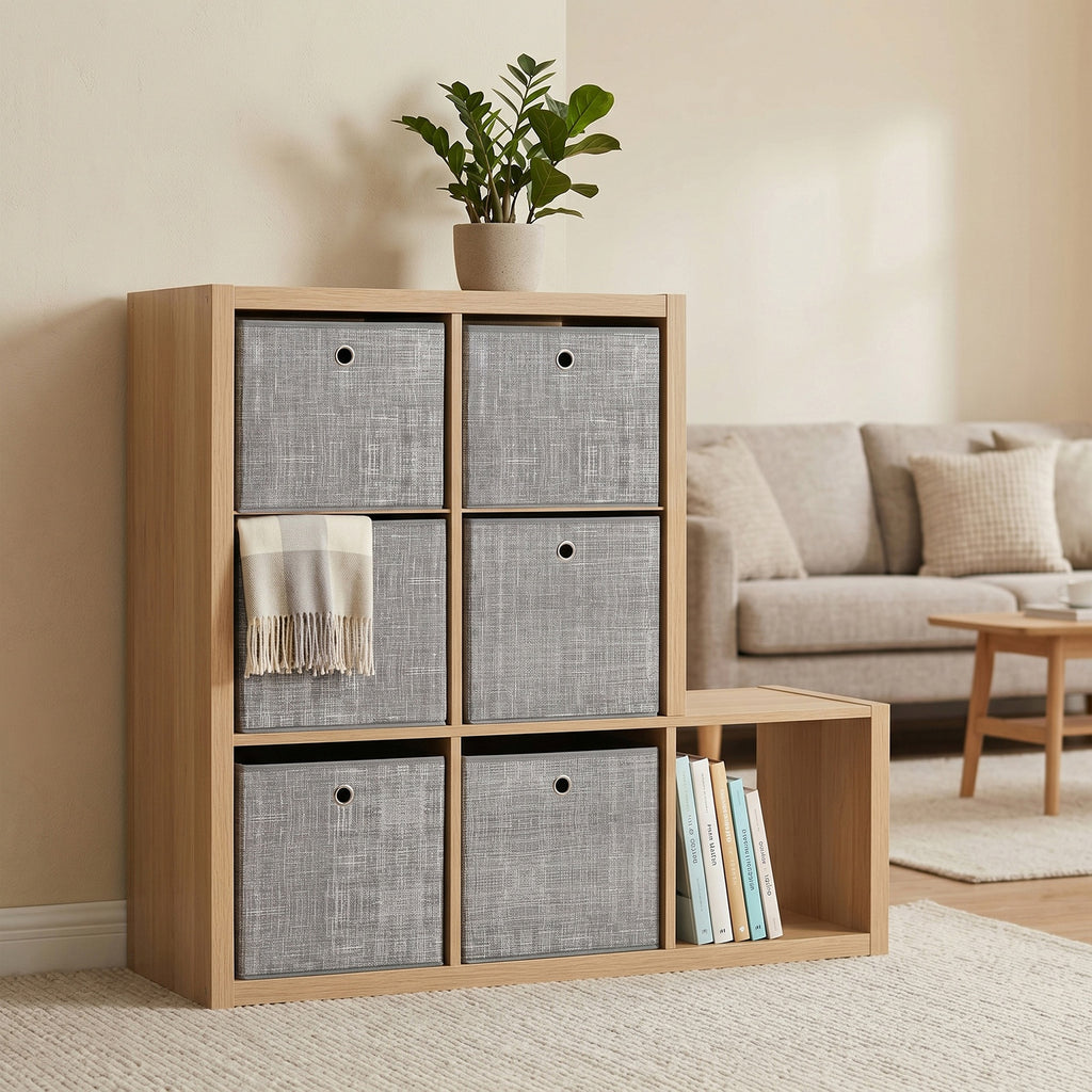 JOYFURNOS Boîtes de Rangement Pliables, Lot de 6 Boîtes en Tissu, 30 x 30 x 30 cm, Pour Meuble Cube, Pour Étagères, Rangement pour Vêtements, Gris