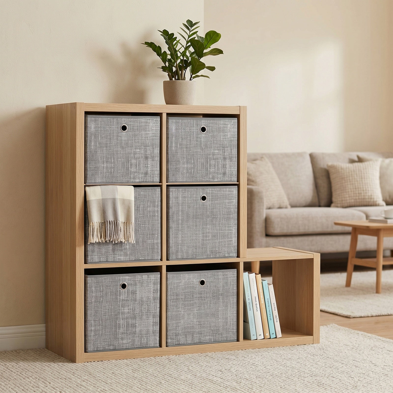 JOYFURNOS Boîtes de Rangement Pliables, Lot de 6 Boîtes en Tissu, 30 x 30 x 30 cm, Pour Meuble Cube, Pour Étagères, Rangement pour Vêtements, Gris