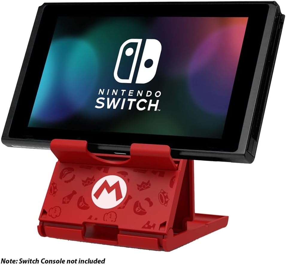 Hori Super Mario Support PlayStand pour console Nintendo Switch - Support Réglable 3 Positions - Licence officielle - Rouge