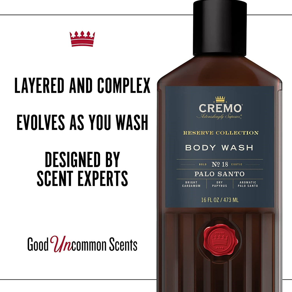 CREMO Reserve Collection - Gel Douche Palo Santo - Parfum Subtil - 473 ml