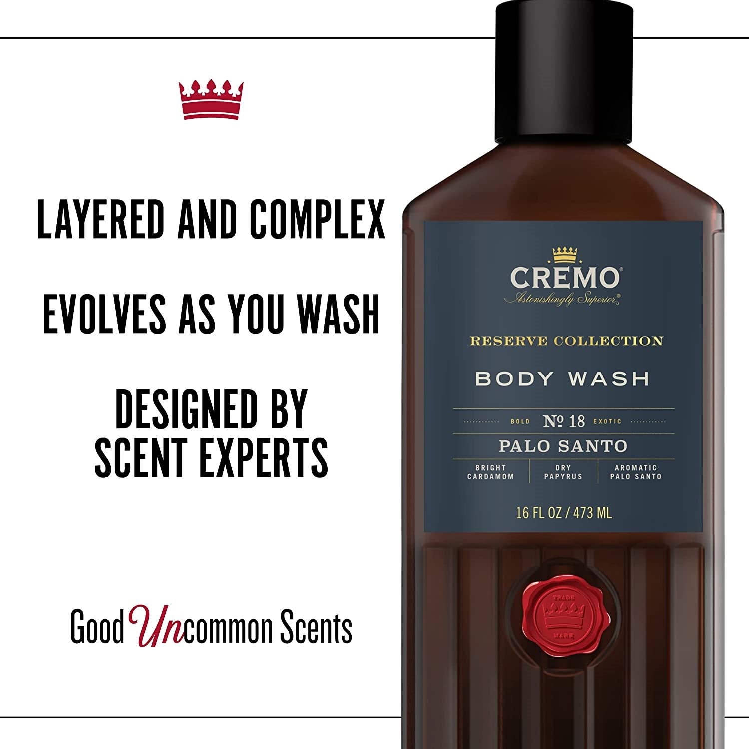 CREMO Reserve Collection - Gel Douche Palo Santo - Parfum Subtil - 473 ml