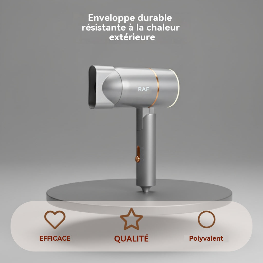 RAF Sèche-cheveux pliable professionnel portable 800 W, protection contre la surchauffe, format compact de voyage, pour femme, usage domestique, gris