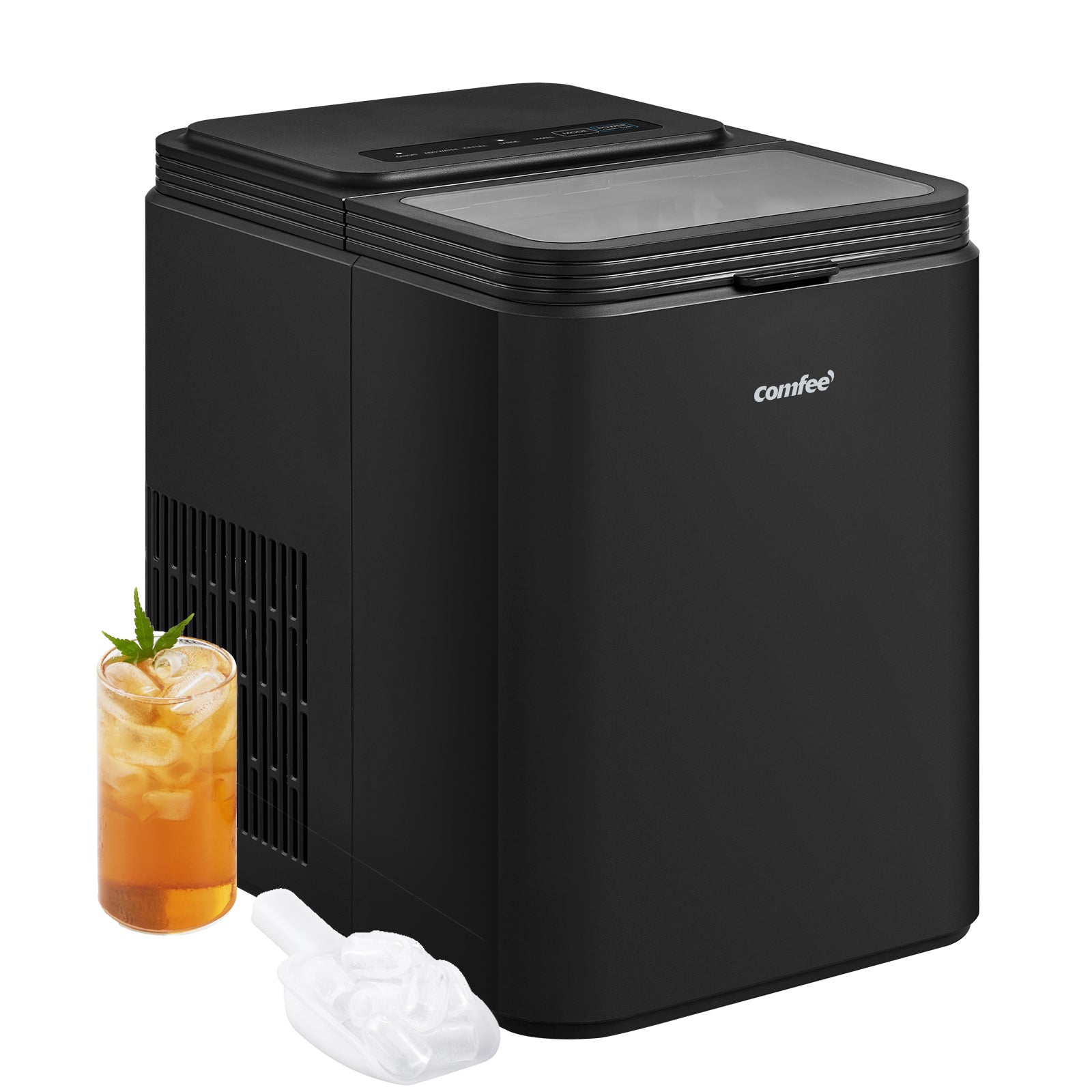Comfee' RCI12BL1EU(E) Machine à glaçons, 8 glaçons en 6 min, 12 kg/24 h, réservoir d'eau 1,3 L, fonction autonettoyante, machine compacte à glaçons cylindriques