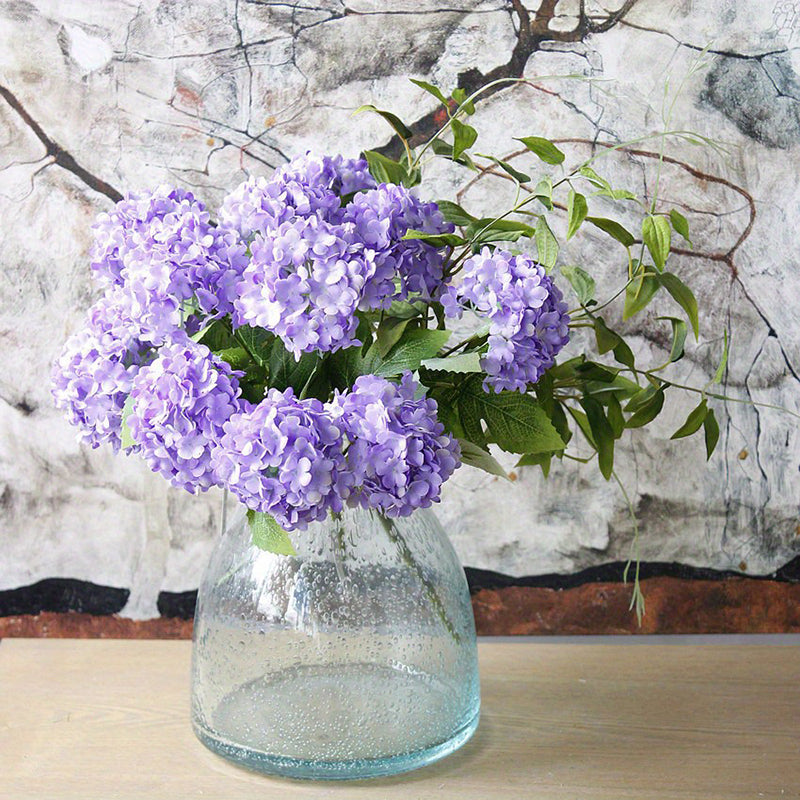 Yuejia 1 Pièce 13 Pouces/33 cm Faux Hydrangée 7 Têtes Fleur en Soie Fleur en Soie Salon Chambre Décoration de Fleur de Mariage Décoration de Fleur Artificielle (Violet)