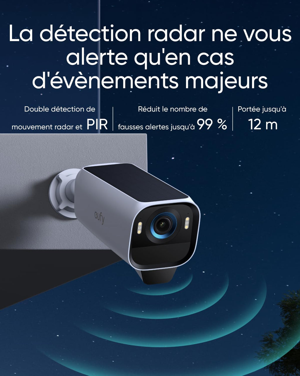 eufyCam S3 Pro Caméra de surveillance extérieure 4K Wi-Fi sans Fil, vision nocturne MaxColor, reconnaissance faciale IA, stockage local, aucuns frais mensuels, HomeBase 3 nécessaire