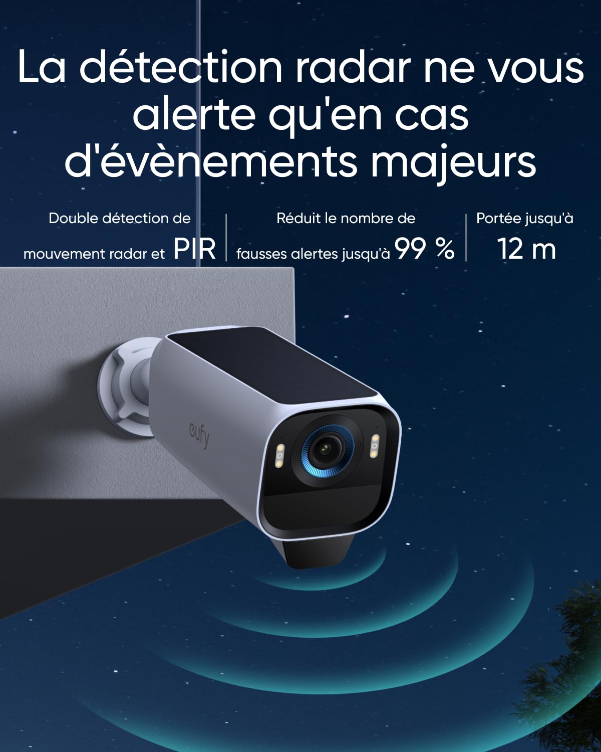 eufyCam S3 Pro Caméra de surveillance extérieure 4K Wi-Fi sans Fil, vision nocturne MaxColor, reconnaissance faciale IA, stockage local, aucuns frais mensuels, HomeBase 3 nécessaire