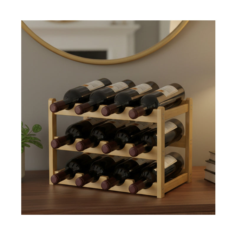 JORDAN&JUDY Étagère à vin en bois à 3 niveaux, peut contenir 12 bouteilles de vin rouge, 43*24*25 cm